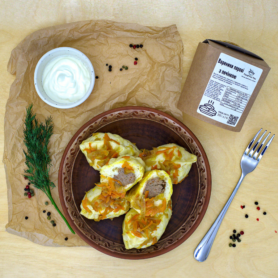 Вареники з печінковим паштетом